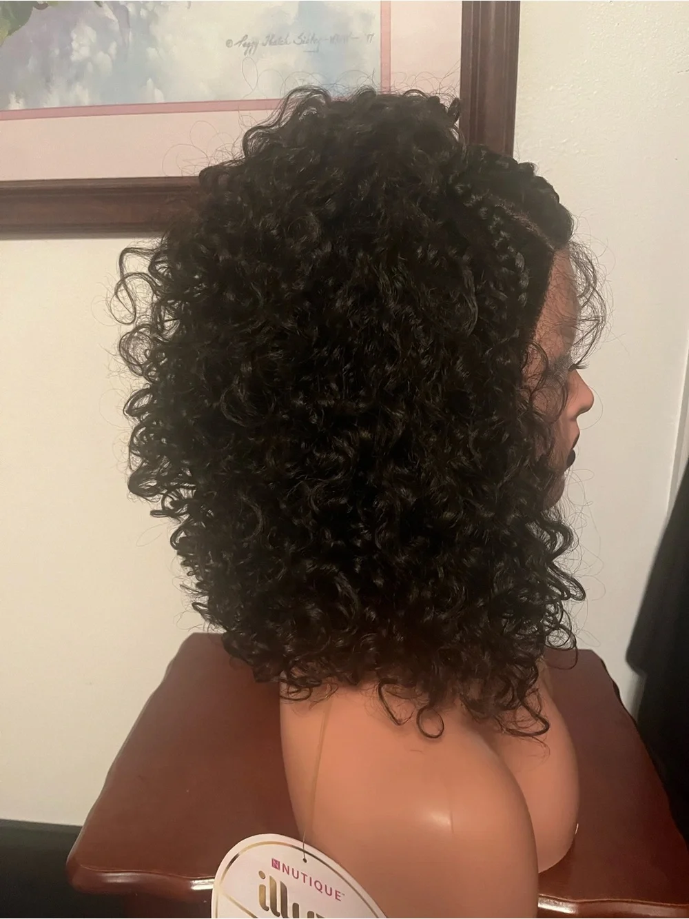 Hand-Braided Natural Black Curly Lace Front Wig - Women Hair